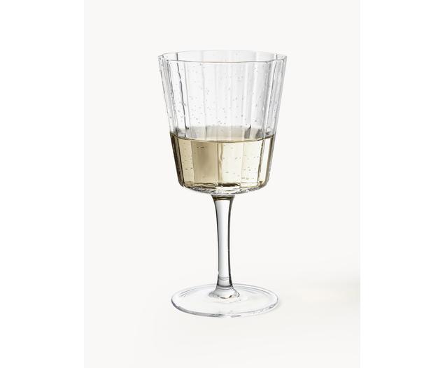 Mundgeblasene Weingläser Scallop Glasses mit Rillenstruktur 4 Stück