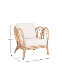 Krzesło z rattanu z poduszką Sherbrooke, Jasny brązowy, biały, S 83 x G 72 cm