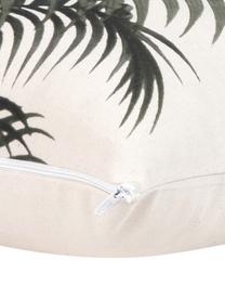 Housse de coussin 40x40 motif palmier Palmeira, 100 % coton, Vert foncé, beige, larg. 40 x long. 40 cm