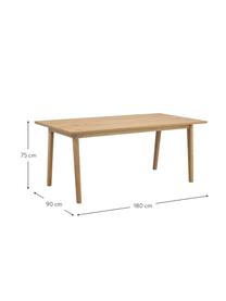 Verlängerbarer Esstisch Melfort, 180 - 280 x 90 cm, Tischplatte: Mitteldichte Holzfaserpla, Beine: Birkenholz, massiv mit Ei, Holz, B 180 bis 280 x T 90 cm