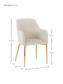 Zamatová stolička Ava, Zamatová béžová, nohy zlatá, Š 57 x H 63 cm