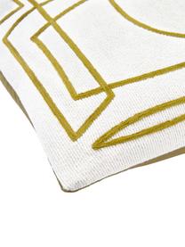 Funda de cojín de algodón bordado Maree, 100% algodón, Beige, verde, An 45 x L 45 cm