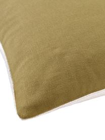 Funda de cojín de algodón bordado Maree, 100% algodón, Beige, verde, An 45 x L 45 cm