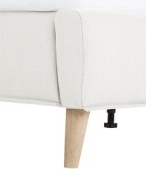 Gestoffeerd bed Moon in crèmewit, Frame: massief grenenhout en pla, Bekleding: polyester (gestructureerd, Poten: massief eikenhout, Geweven stof crèmewit, 180 x 200 cm