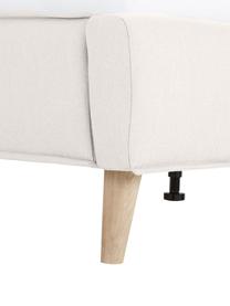 Łóżko tapicerowane z drewnianymi nogami Moon, Korpus: lite drewno sosnowe z cer, Tapicerka: poliester (tkanina strukt, Nogi: lite drewno dębowe, Greige tkanina, S 200 x D 200 cm