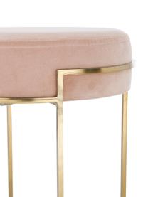 Tabouret en velours avec structure en métal Madeleine, Velours rose, Ø 40 x haut. 50 cm
