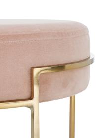 Tabouret en velours avec structure en métal Madeleine, Velours rose, Ø 40 x haut. 50 cm