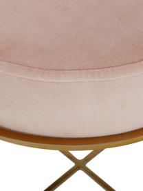 Tabouret en velours avec structure en métal Madeleine, Velours rose, Ø 40 x haut. 50 cm