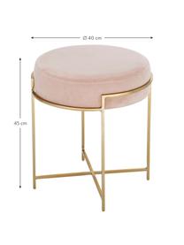 Sametová stolička Madeleine, Růžová, Ø 40 cm, V 50 cm