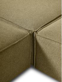 Canapé lounge modulable Lennon, Tissu vert, larg. 418 x prof. 68 cm, méridienne à gauche