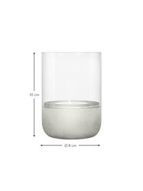 Portavelas de hormigón Calma, 2 uds., Portavelas: vidrio, Gris, transparente, Ø 8 x Al 10 cm