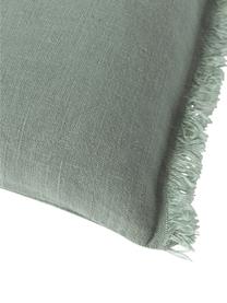 Funda de cojín de lino con flecos Luana, 100% lino

Por naturaleza, el lino tiene un tacto bastante aspero y un aspecto arrugado natural
La alta resistencia al desgarro hace que el lino sea muy resistente., Verde salvia, An 30 x L 50 cm