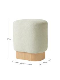Bouclé-Hocker Yves, Bezug: 100 % Polyester Der hochw, Korpus: Eukalyptussperrholz, Mitt, Sockel: Eschenholzfunier, Bouclé Matcha-Grün, B 43 x H 47 cm