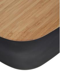 Portapane nero di design con tagliere come coperchio Box-It, Coperchio: bambù, Nero, legno chiaro, Larg. 35 x Alt. 12 cm