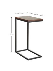 Mesa auxiliar de madera de acacia Celow, Tablero: madera de acacia maciza y, Estructura: metal con pintura en polv, Madera de acacia, An 45 x Al 62 cm