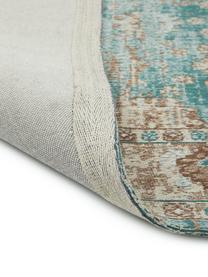 Tapis chenille tissé main Rimini, Turquoise, taupe, brun, larg. 200 x long. 300 cm (taille L)