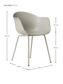 Tuinstoel Claire, Zitvlak: 65% kunststof, 35% glasve, Poten: gepoedercoat metaal, Grijs, B 60 x D 54 cm