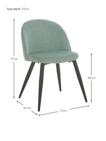 Sametové čalouněné židle Amy, 2 ks, Tyrkysová, Š 51 cm, H 55 cm