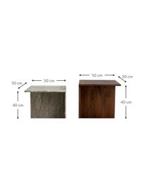 Table d'appoint marbre et bois de manguier Odra, 2 élém., Gris, brun, Lot de différentes tailles