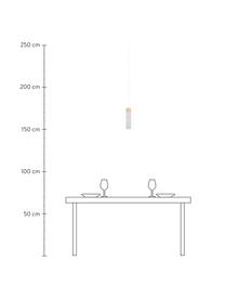 Kleine hanglamp Tilo in grijs met houten decoratie, Lampenkap: gecoat metaal, Decoratie: hout, Baldakijn: gecoat metaal, Grijs, bruin, Ø 6 x H 25 cm