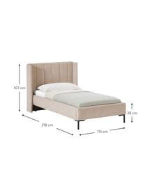 Letto singolo Dusk, Rivestimento: tessuto finemente struttu, Tessuto beige chiaro, Larg. 90 x Lung. 200 cm