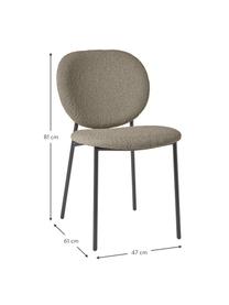 Krzesło tapicerowane bouclé Ulrica, 2 szt., Tapicerka: bouclé (100% poliester) D, Nogi: metal powlekany, Taupe bouclé, czarny, S 47 x G 61 cm
