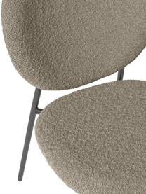 Krzesło tapicerowane bouclé Ulrica, 2 szt., Tapicerka: bouclé (100% poliester) D, Nogi: metal powlekany, Taupe bouclé, czarny, S 47 x G 61 cm