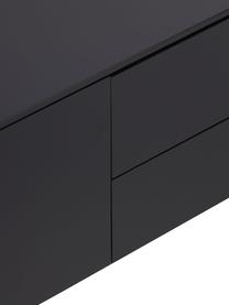 Meuble bas noir avec portes Elyn, Noir, larg. 180 x haut. 55 cm