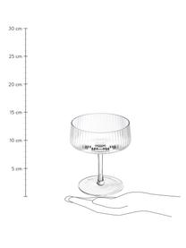 Copas pompadour de champán artesanales con relieves Cami, 4 uds., Vidrio soplado artesanalmente, Transparente, Ø 11 x Al 13 cm