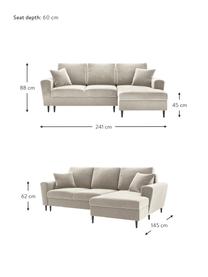 Zamatová rohová pohovka s úložným priestorom Moghan (4-miestna), Zamatová béžová, nohy čierna, Š 241 x H 145 cm  (ľavé rohové prevedenie)