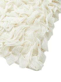 Federa arredo con volant color avorio Rosalia, Retro: 100% cotone, Bianco, Larg. 45 x Lung. 45 cm