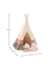 Tenda per bambini con balze e stuoia Frills, Lino, cotone, Bianco crema, tonalità rosa, Larg. 120 x Alt. 180 cm