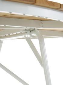 Mesa redonda para exterior de madera de teca Hard & Ellen, tamaños diferentes, Tablero: madera de teca lijada, Estructura: aluminio con pintura en p, Blanco, madera de teca, Ø 110 x Al 73 cm