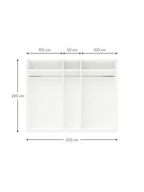 Modulaire draaideurkast Leon in wit, 250 cm breed, verschillende varianten, Wit, Basis interieur, hoogte 200 cm