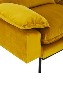 Samt-Sofa Retro (4-Sitzer) in Gelb mit Metall-Füßen, Bezug: Polyestersamt 86.000 Sche, Korpus: Mitteldichte Holzfaserpla, Füße: Metall, pulverbeschichtet, Samt Ockergelb, B 245 x T 83 cm