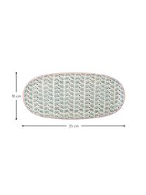 Serveerplateaus Maya met klein patroon, set van 2, Keramiek, Crèmewit, groen, lila, roze, L 35 x B 16 cm