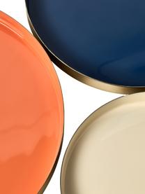 Decoratief dienblad set Tavi, 3-delig, Gecoat metaal, Oranje, donkerblauw, beige, Set met verschillende formaten