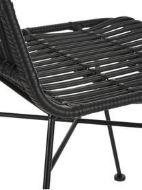 Sillas de ratán Costa, 2 uds., Asiento: polietileno, Estructura: metal con pintura en polv, Negro, An 47 x F 61 cm