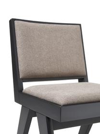 Chaise en bois rembourrée Sissi, Tissu taupe, noir, larg. 46 x prof. 56 cm