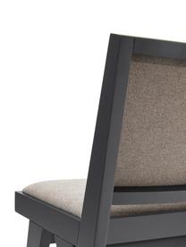 Chaise en bois rembourrée Sissi, Tissu taupe, noir, larg. 46 x prof. 56 cm