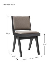 Dřevěná polstrovaná židle Sissi, Taupe, černá, Š 46 cm, H 56 cm