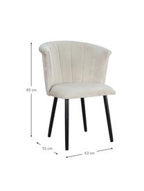 Krzesło tapicerowane z aksamitu Lisa, Tapicerka: aksamit (100% poliester), Nogi: drewno naturalne, fornir, Aksamitny kremowy, nogi: czarny, S 63 x G 55 cm