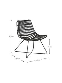 Sillón de poliratán Costa, Asiento: polietileno, Estructura: metal con pintura en polv, Negro, An 64 x F 64 cm