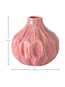 Petit vase en grès Lenja, 3 élém., Grès cérame, Rose, corail, brun, Ø 11 x haut. 11 cm