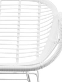 Krzesło z podłokietnikami z polirattanu Costa, 2 szt., Stelaż: metal malowany proszkowo, Biały, S 59 x G 58 cm