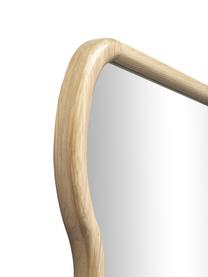 Wellenförmiger Wandspiegel Stream aus Holz, Rahmen: Eschenholz, Spiegelfläche: Spiegelglas, Rückseite: Mitteldichte Holzfaserpla, Beige, B 50 x H 175 cm