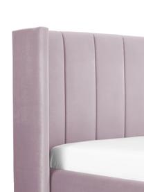 Samt-Polsterbett Dusk, Bezug: Polyestersamt Der hochwer, Korpus: Massives Kiefernholz, FSC, Füße: Metall, pulverbeschichtet, Samt Mauve, B 140 x L 200 cm