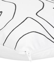 Kissenhülle Aria mit abstrakter One Line Zeichnung, Webart: Panama, Weiß, Schwarz, B 40 x L 40 cm