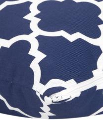 Kissenhülle Lana in Marineblau mit grafischem Muster, 100% Baumwolle, Marineblau, Weiß, B 45 x L 45 cm