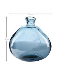 Flessenvaas Dina, Gerecycled glas, GRS-gecertificeerd, Blauw, Ø 33 x H 33 cm